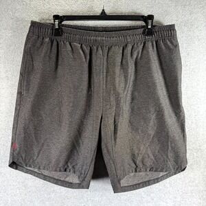 Rhone Workout Guru Shorts Men's Large‎ Gray Heather Stretch Drawstring Waist